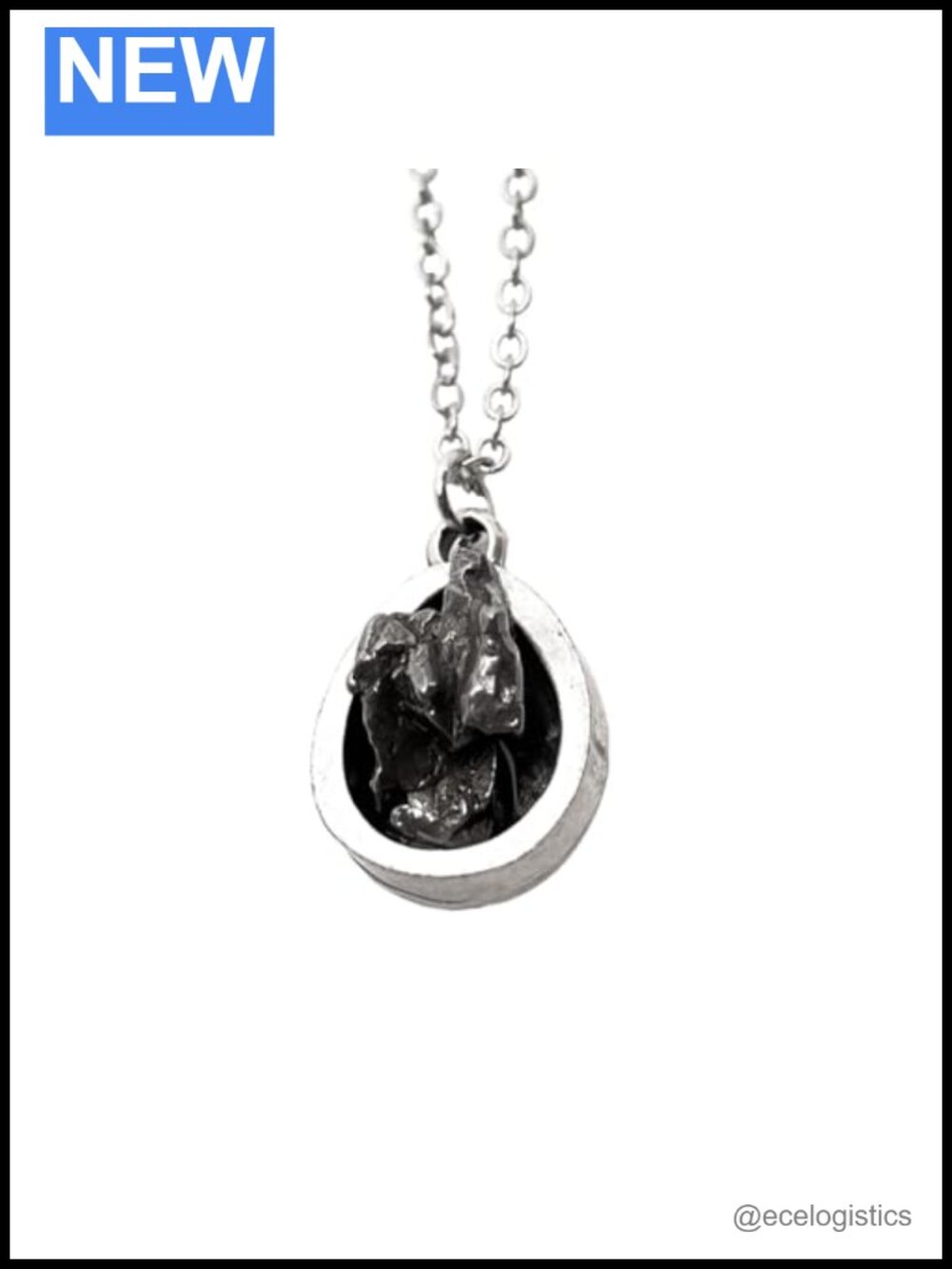 Teardrop Meteorite Necklace Real Campo del Cielo Pendant 18" Unisex Handmade